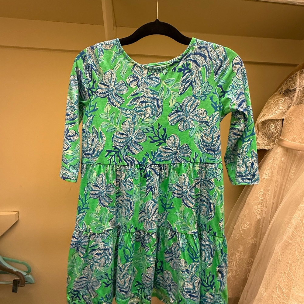 Lilly Pulitzer Green and Blue Leaf Print Dress